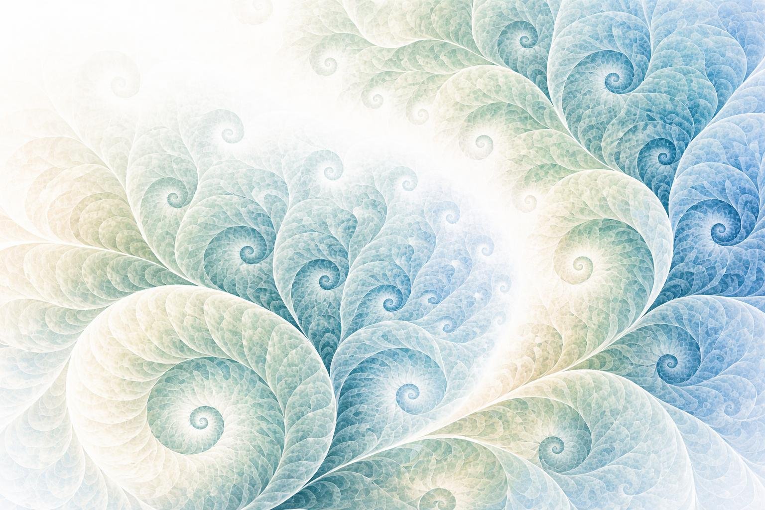 An abstract pattern of interconnected shapes that repeat and grow across the image in a smooth, expanding design.