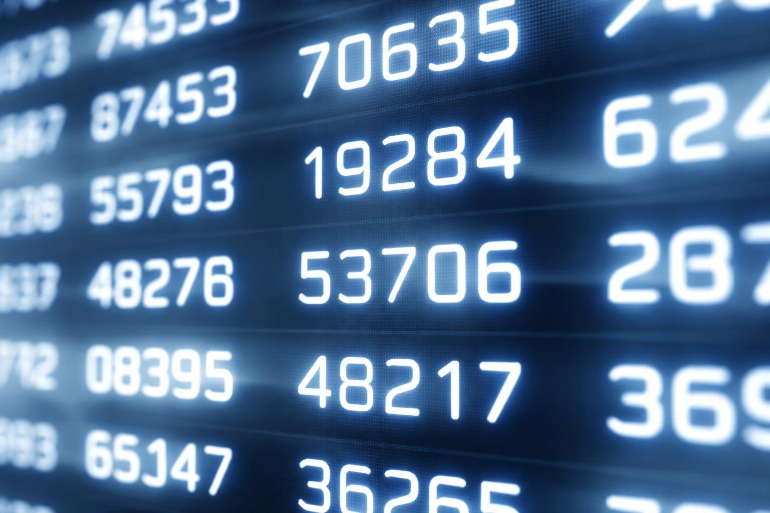 Close-up of a digital screen showing a clear sequence of numbers in various combinations.