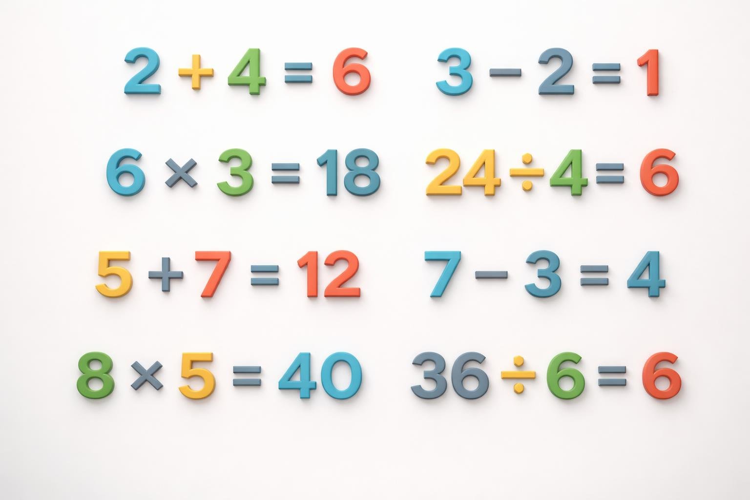 A neat arrangement of numbers and arithmetic symbols forming a pattern on a white background.
